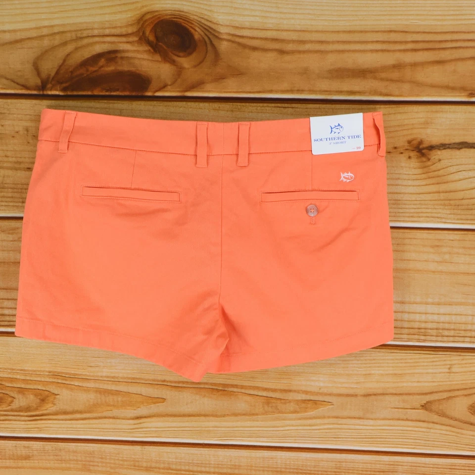Pantalones Cortos Southern Tide Para Mujer 10 Naranja Brillante 3" Bolsillos Entrepierna Tiro Bajo Nuevos con Etiquetas $65 Foto 2 de 4