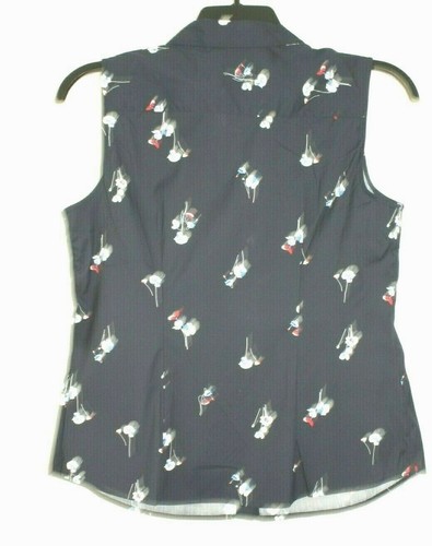 Charter Club Damen ärmellose gewebte Bluse Shirt Top Größe 12/P Farbe marine/flor - Bild 3 von 3