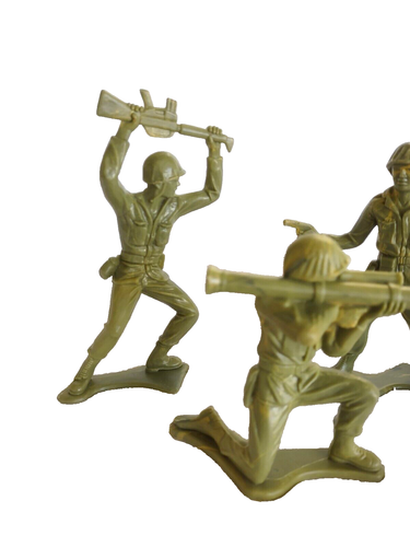 Verarbeiteter Kunststoff Tim-Mee Spielzeug 1340 4 große grüne Vintage Armee Männer *5" - Bild 4 von 6