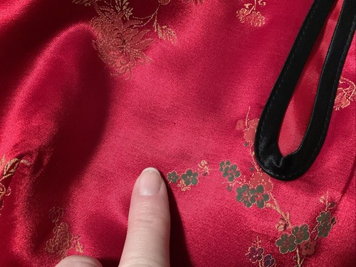 Vintage 90s Red Satin Asian Inspired Floral Dress Womens Size 8 USA Made - Picture 22 of 24