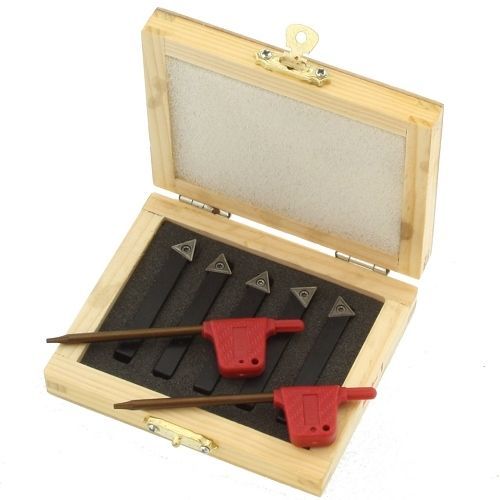 Inserto in carburo indicizzabile per tornio 1/4" 5 pz + set porta punte per tornitura - Foto 5 di 7