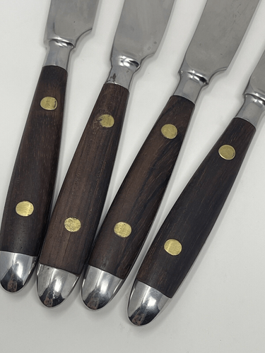 "Juego de 4 cuchillos de cena remaches de latón con mango de palo de rosa Washington Forge Innsbruck 8,5""" - Imagen 3 de 6