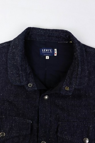 LEVI'S Made & Crafted Japanese Fabric Indigo Cotton/Silk Denim Padded Overshirt - Picture 9 of 18