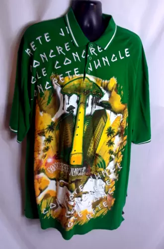 Knockout Apparel Polo 3X Shirt Green Multicolor Concrete Jungle Short Sleeve