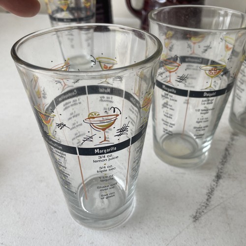 4er Pack Vintage Cocktail Getränk Rezept Mixer Gläser Tumbler Barware 6" Shaker - Bild 4 von 6