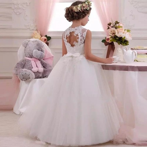 Girls Lace Wedding Dress Holy Communion Party Prom Princess Pageant Kids Dresses - Picture 8 of 24