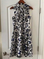 Carolina Herrera Mid-length dress Size 6 US Blue Black butterflies Fit & Flare