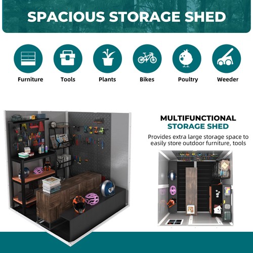 Waterproof Resin Storage Shed - Floor, Window, Lockable Doors, Vents for Bike - Picture 6 of 24