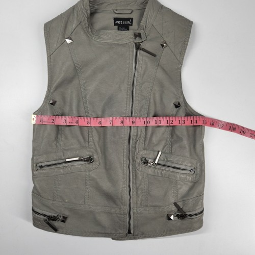 Wet Seal Faux Leather Vest Grey Size M - Picture 6 of 10