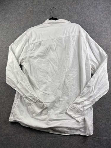 Camisa Country Road Para Hombres Abotonada Grande Blanca Manga Larga Informal Algodón Bolsillo - Imagen 7 de 8