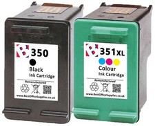 350 Black 351XL Colour Refilled Ink Cartridge For HP Photosmart C4283 Printer