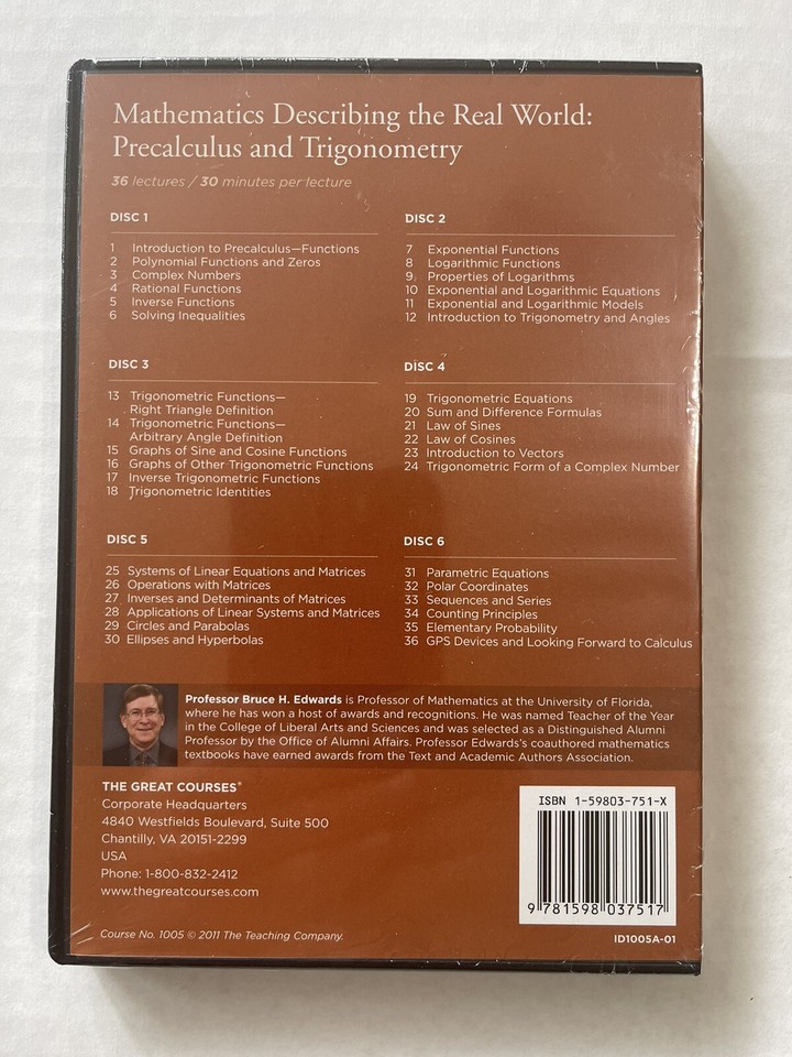 Great Courses Mathematics Describing the Real World by Edwards DVD with