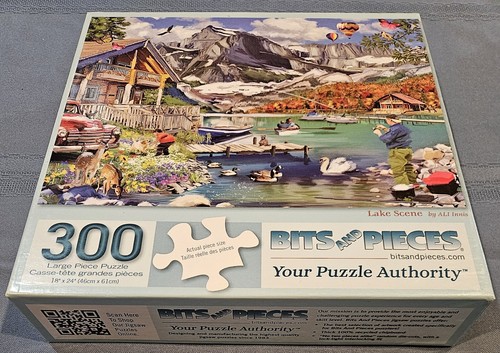 3- 300 Large Piece Bits and Pieces Jigsaw Puzzles Cabin Landscapes Complete - Picture 3 of 14