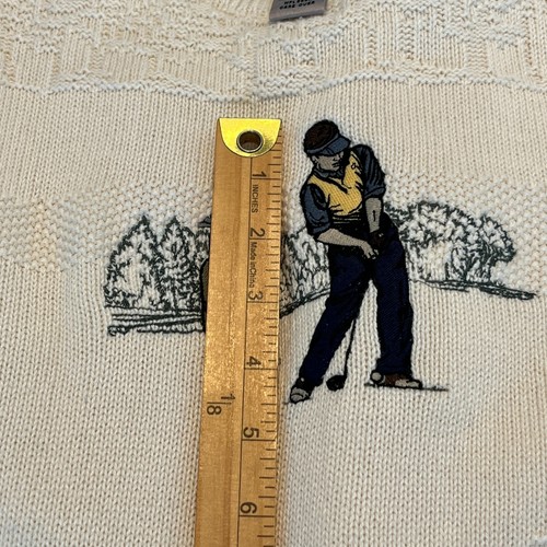 Cypress Links Vintage Knitwear Golf Embroidered Ivory Sweater Size M Made USA - Picture 9 of 10