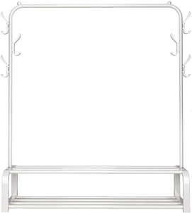 UDEAR Portant Penderie à vêtements Tringle Meuble Métal Porte-Manteau Blanc