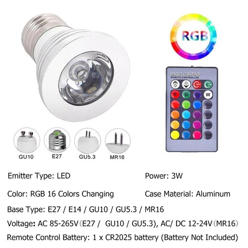 LED Spotlight With Remote Control Downlight Fittings Bulb RGB 110V COB 12V - Picture 2 of 9