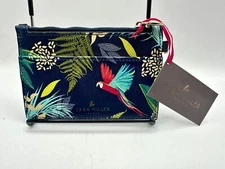 Sara Miller London Coin Purse Pouch Case Zip Parrot Bird Tropical NWT