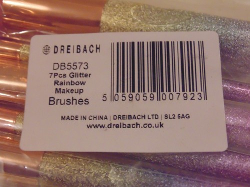 Dreibach Rainbow Glitter Makeup Brushes – 7pcs Gold Effect Metal Pro – New - Picture 3 of 3