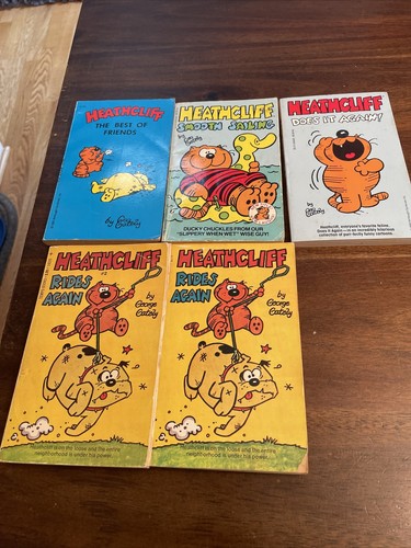 Heathcliff Book Lot of 5 Vintage Paperback Newspaper Comic Strip Collections