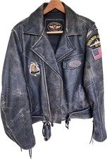 Men  s Vintage Victory Leather Motorcycle Jacket Size Large