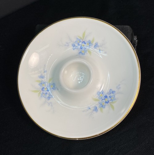 Portacandele Royal Kent Bone China Staffordshire Inghilterra blu floreale bordo oro - Foto 1 di 9