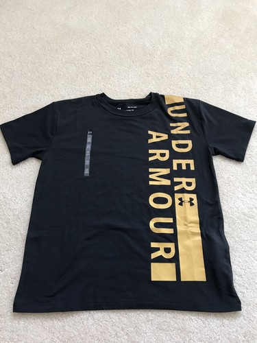 NWT Under Amour short sleeves Logo-Print T-Shirt Black Gold size XS $18 - Picture 2 of 6