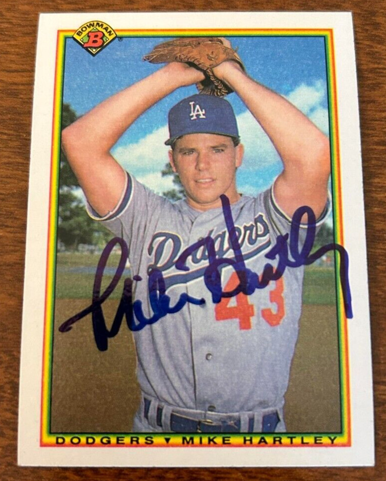 Mike Hartley 2022 Retrographs COA 1990 Bowman Signed Auto Autograph Dodgers