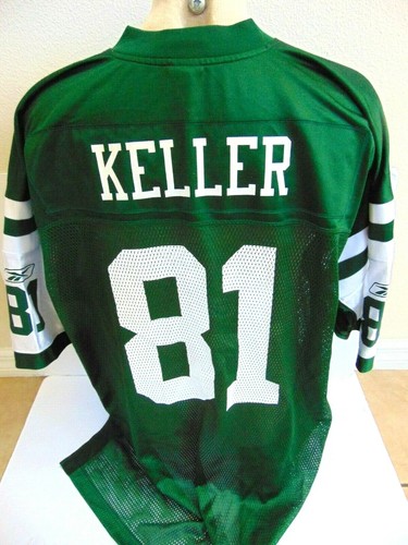 DUSTIN KELLER NEW YORK JETS JERSEY SIZE 2XL REEBOK #81 GREEN NFL FOOTBALL - Picture 2 of 3