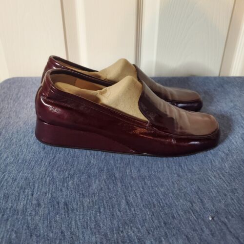 Scarpe mocassini slip-on con zeppa in pelle bordeaux rosa Taryn taglia 39 US 8,5 - Foto 4 di 10