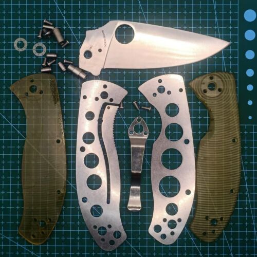 1 Paar ULTEM PEI Griffschalen + 9Cr18MoV Klinge für Spyderco C122 Klappmesser - Bild 2 von 6