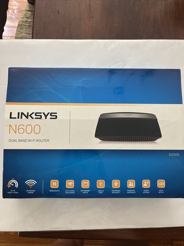 Linksys E2500 N600 Advanced Simultaneous Dual-Band Wireless Wi-Fi Router W/Cords - Picture 1 of 6