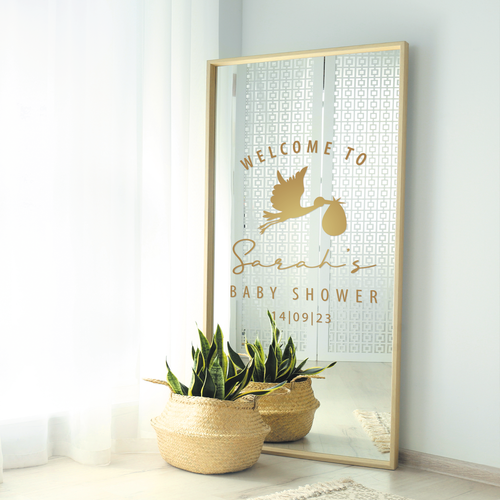 Baby Shower - DIY Personalised Cute Stork Welcome Sign Sticker Decal Decoration - Picture 2 of 9