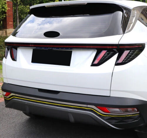 For Hyundai Tucson 2022-23 Stainless Chrome Rear Bumper Protector Lower Strip 3P - Image 4 of 4