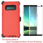 For Samsung Galaxy Note 8 Defender Case Cover W/Tempered Screen&Clip RD BK