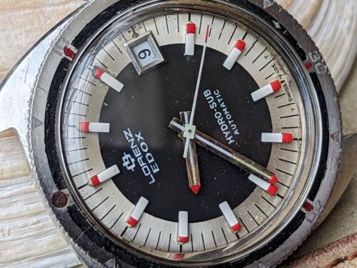 Vintage Lorenz Edox Hydro-Sub 10 ATM Skin Diver w/Signed Crown,ETA 2783 Mvmt - Picture 2 of 18