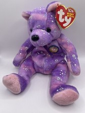 Ty 10 Year Anniversary Clubby VI the Bear Beanie Baby~Purple Pink Sparkles