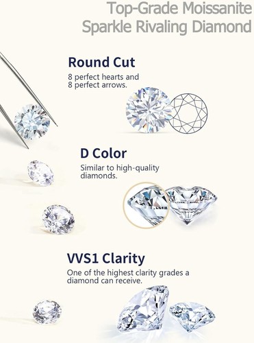 D Color Clarity Moissanite Hand Setting Eternity Rings for Women, Solid 925 S... - Picture 7 of 10