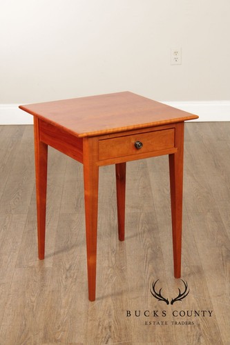 Hepplewhite Style Custom Crafted Pair of Cherry One Drawer Work Stands - Picture 3 of 17