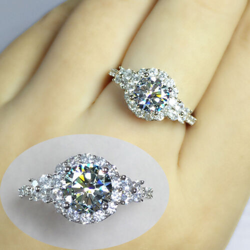 Round Cubic Zircon Women Wedding Jewelry Gorgeous 925 Silver Filled Ring Sz 6-10 - Picture 13 of 27
