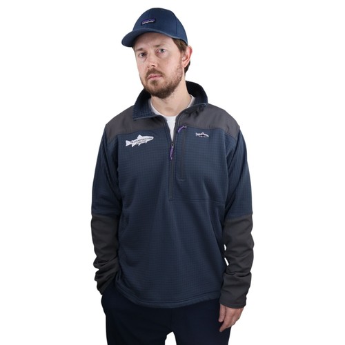 Patagonia R1 Fitz Roy Polartec Fleece Fishing Pullover Shirt Mens XL Blue Jacket - Picture 2 of 10