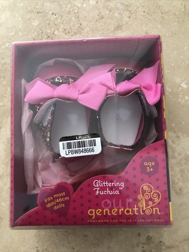 Our Generation glitzernde fuchsia Puppenschuhe passt 18 Zoll/46 cm Puppen - Neu - Bild 1 von 2