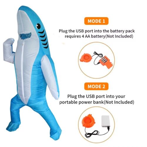Disfraz inflable de tiburón para adultos, divertido disfraz de fiesta para adult - Imagen 4 de 4