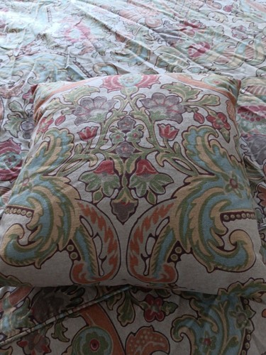 Pottery Barn Queen Simone Floral Palampore Duvet Cover W/ Throw Pillow Linen - Picture 4 of 8
