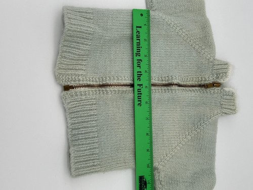 Hand knit baby sweater vintage light blue wool full brass zipper imperfect *READ - Picture 14 of 15
