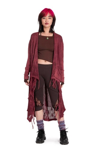 long cardigan stonewash lace cotton knit tassled slouchy jacket, hippy cardigan - Picture 24 of 72