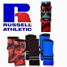 3-Pk. Russell Performance Active Boy's Crew Socks Size Med Black Blue Red Camo