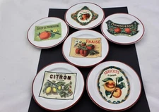 WILLIAMS SONOMA APPETIZER COCKTAIL “ROSANNA” FRUIT PLATES SET OF 6 - NEW