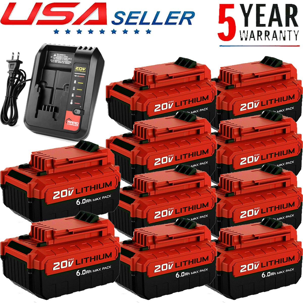 20Volt 6.0Ah Lithium Ion Battery For Porter Cable 20V Max PCC680L PCC685L PCC681