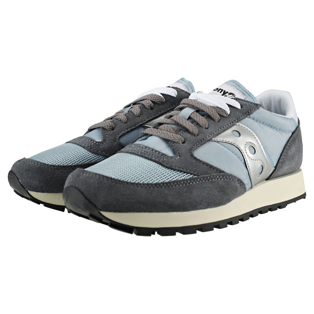 SAUCONY Jazz Original Vintage Da Uomo Grigio Blu Suede & Mesh Scarpe da ginnastica