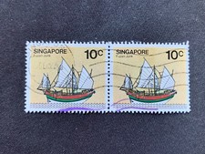 SINGAPORE 1980 SHIPS 10C FUJIAN JUNK - USED PAIR